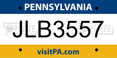 JLB3557 Pennsylvania License Plate