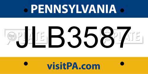 JLB3587 Pennsylvania License Plate