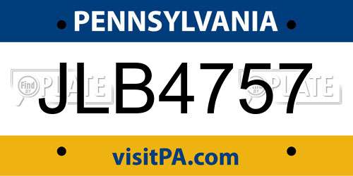 JLB4757 Pennsylvania License Plate