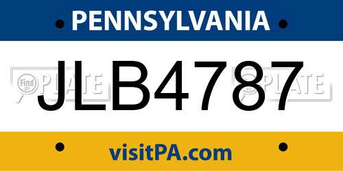 JLB4787 Pennsylvania License Plate
