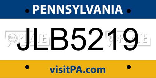 JLB5219 Pennsylvania License Plate