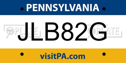JLB82G Pennsylvania License Plate