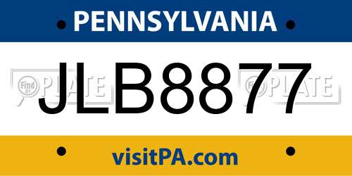 JLB8877 Pennsylvania License Plate