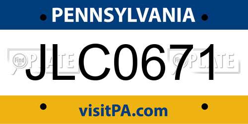 JLC0671 Pennsylvania License Plate