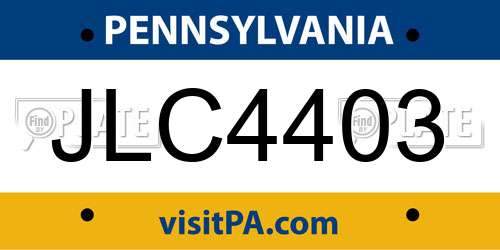 JLC4403 Pennsylvania License Plate