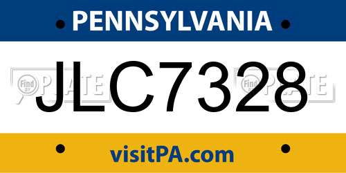 JLC7328 Pennsylvania License Plate