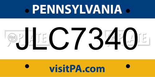 JLC7340 Pennsylvania License Plate