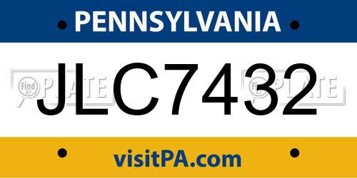 JLC7432 Pennsylvania License Plate
