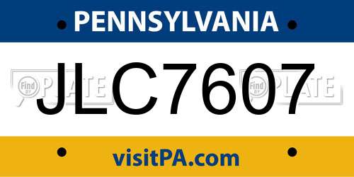 JLC7607 Pennsylvania License Plate