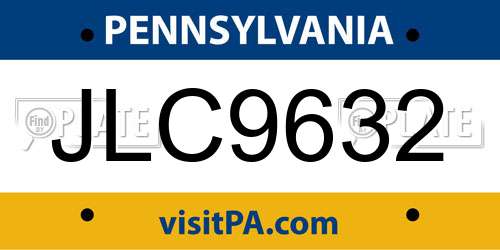 JLC9632 Pennsylvania License Plate