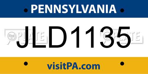JLD1135 Pennsylvania License Plate