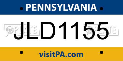 JLD1155 Pennsylvania License Plate