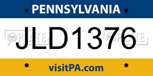 JLD1376 Pennsylvania License Plate