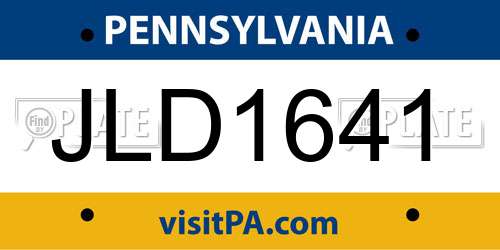 JLD1641 Pennsylvania License Plate