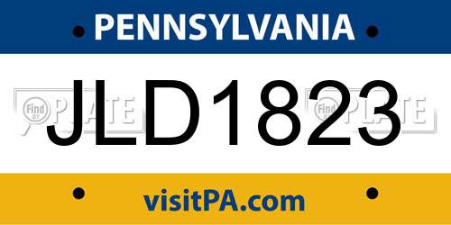 JLD1823 Pennsylvania License Plate