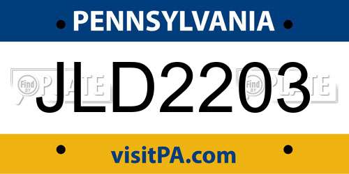 JLD2203 Pennsylvania License Plate