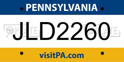 JLD2260 Pennsylvania License Plate