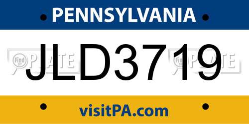 JLD3719 Pennsylvania License Plate
