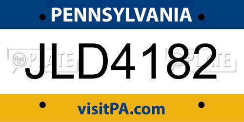 JLD4182 Pennsylvania License Plate