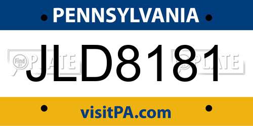 JLD8181 Pennsylvania License Plate