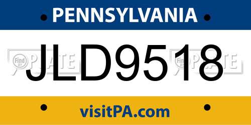 JLD9518 Pennsylvania License Plate