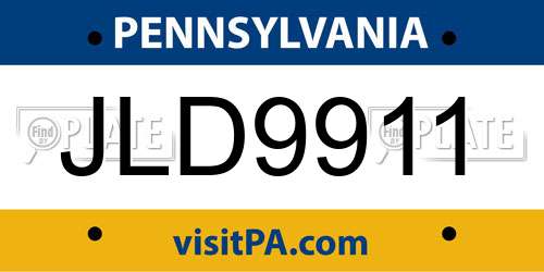 JLD9911 Pennsylvania License Plate