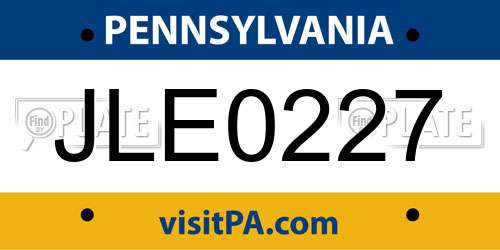JLE0227 Pennsylvania License Plate
