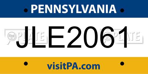 JLE2061 Pennsylvania License Plate