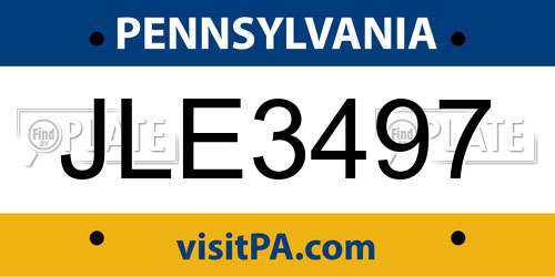JLE3497 Pennsylvania License Plate
