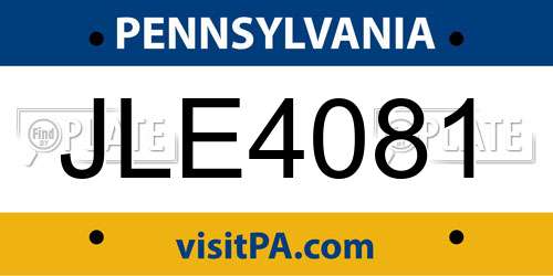JLE4081 Pennsylvania License Plate