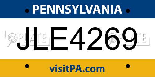 JLE4269 Pennsylvania License Plate