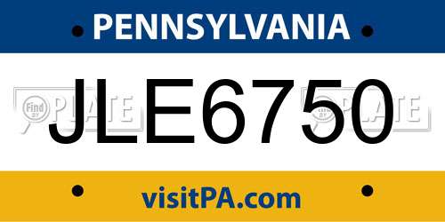 JLE6750 Pennsylvania License Plate