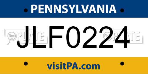 JLF0224 Pennsylvania License Plate