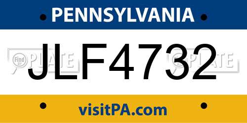JLF4732 Pennsylvania License Plate