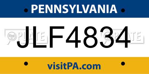 JLF4834 Pennsylvania License Plate