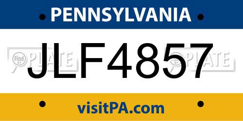 JLF4857 Pennsylvania License Plate