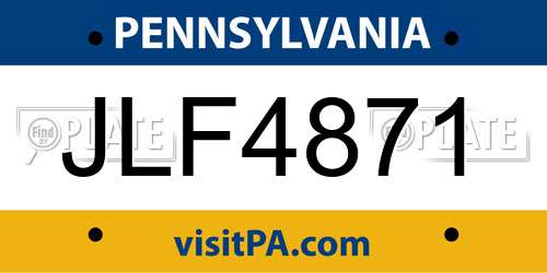 JLF4871 Pennsylvania License Plate