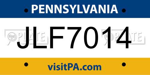 JLF7014 Pennsylvania License Plate