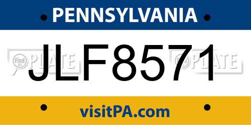 JLF8571 Pennsylvania License Plate