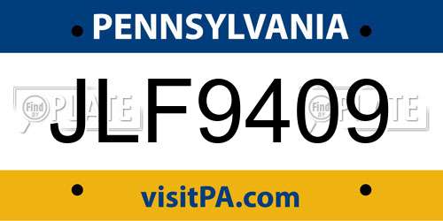 JLF9409 Pennsylvania License Plate