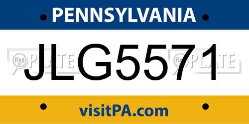 JLG5571 Pennsylvania License Plate