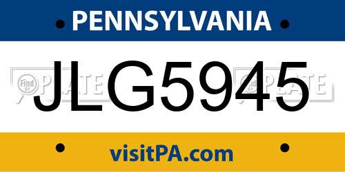 JLG5945 Pennsylvania License Plate