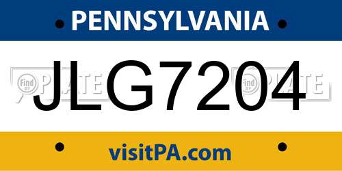 JLG7204 Pennsylvania License Plate