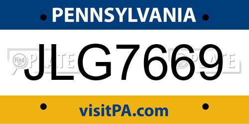 JLG7669 Pennsylvania License Plate