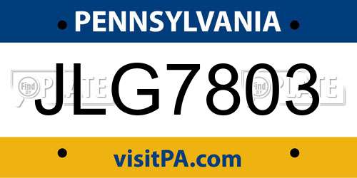JLG7803 Pennsylvania License Plate