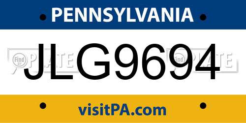 JLG9694 Pennsylvania License Plate