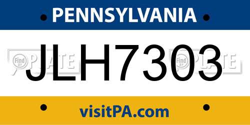 JLH7303 Pennsylvania License Plate