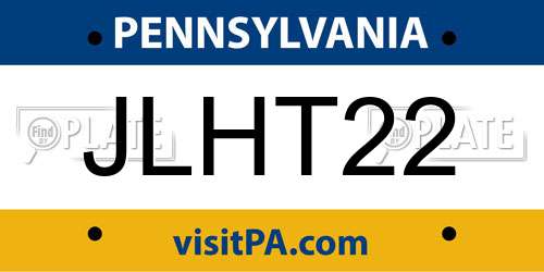 JLHT22 Pennsylvania License Plate