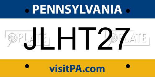 JLHT27 Pennsylvania License Plate