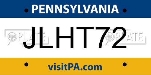 JLHT72 Pennsylvania License Plate